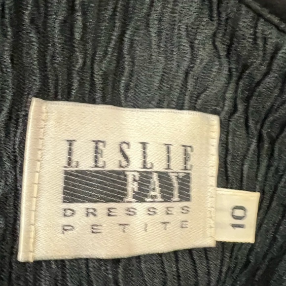 Leslie Fay Black Mini Dress with Sheer Sequin Sleeves - Picture 7 of 9